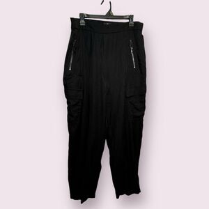 DKNY Women’s Cargo Jogger Parachute Pants In Black, Size L goth moto utility